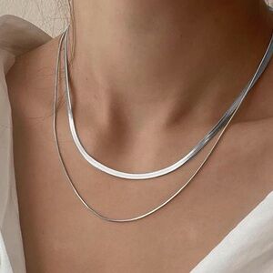 Herringbone Snake Choker Layered Necklace Set